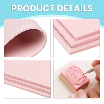 6 Pack 8"x10" Large Rubber Carving Blocks for Stamp Making