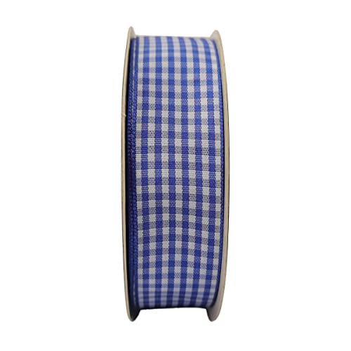 Blue and White Gingham Ribbon Plaid Ribbon 25 Yards Each Roll 100% Polyester