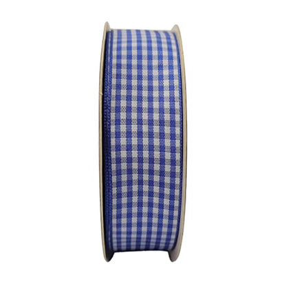 Blue and White Gingham Ribbon Plaid Ribbon 25 Yards Each Roll 100% Polyester