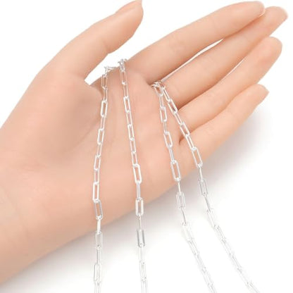 5 Feet Real Sterling Silver Paperclip Cable Chain Findings 3.5mm (5 Foot)