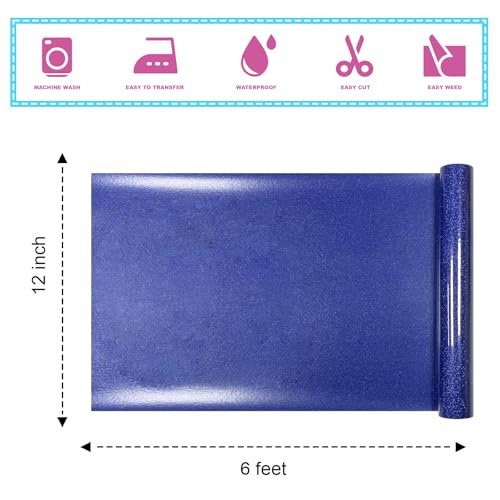 Deep Blue Purple Glitter Heat Transfer Vinyl 12" x6FT