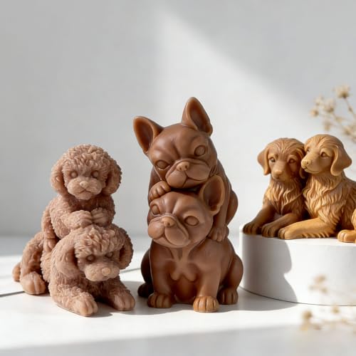 Couple Animal Dog Cylinder Candle & Resin Mold
