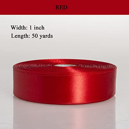 1 Inch Red Solid Satin Ribbon for Gift Wrapping (150 Foot)