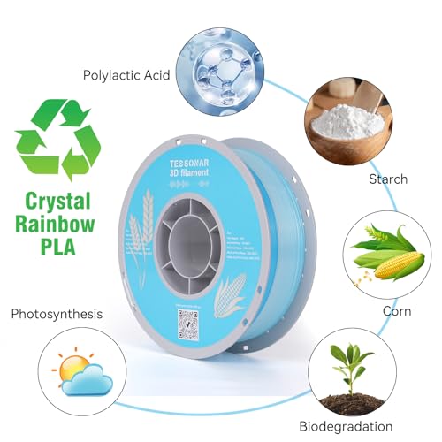TECSONAR Crystal Rainbow PLA 3D Printer Filament (35.274 Ounce)