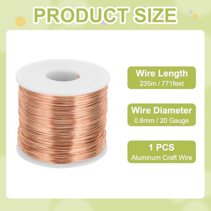 20 Gauge Anodized Aluminum Craft Wire 771 Ft 0.8mm Copper Tone