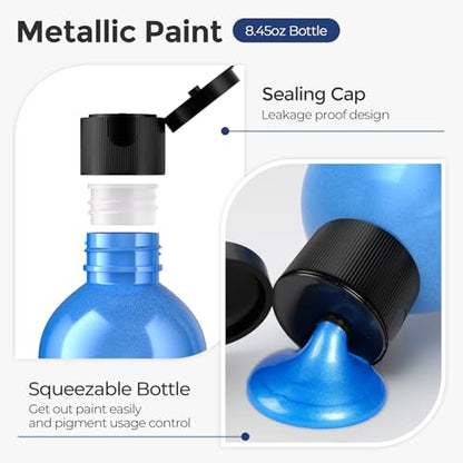 20 Colors Metallic Acrylic Paint Set (48 Fl Oz)