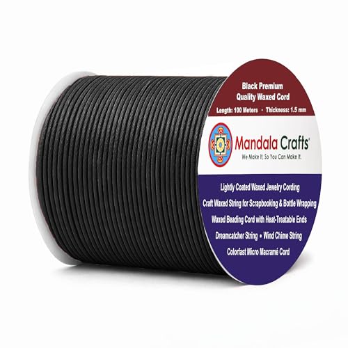 1.5mm Black Waxed Cord (327 Foot)