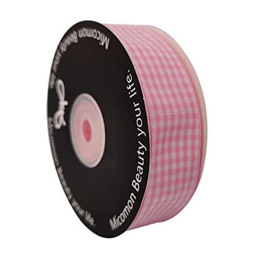 Pink and White Gingham Ribbon (75 Feet)