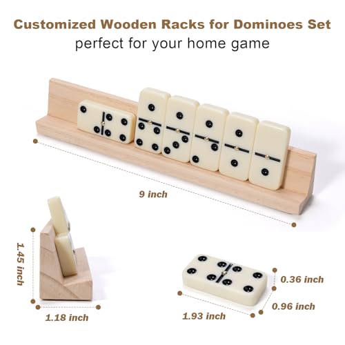 Double Six Dominos Set for Adults with Wooden Racks and Travel Case