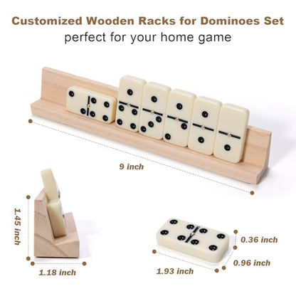 Double Six Dominos Set for Adults with Wooden Racks and Travel Case