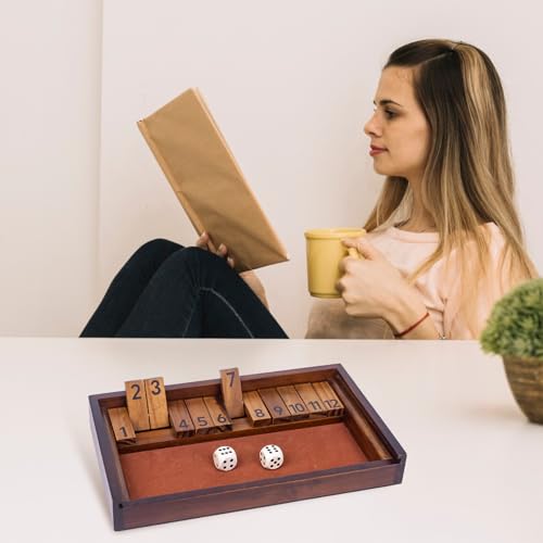 Shut The Box Game with 12 Pcs Wooden Numbers