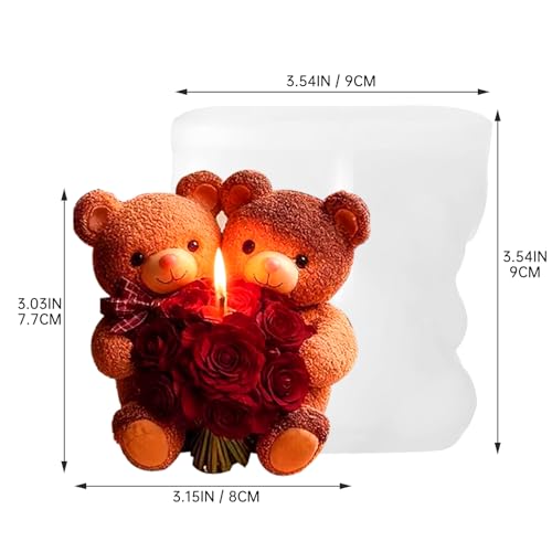 3D Bear Silicone Mold with Flower
