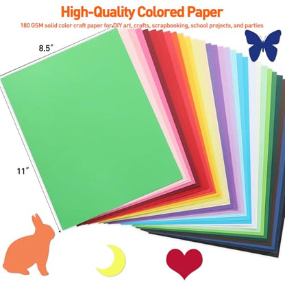 8.5" X 11" Colored Cardstock Bulk 300 Assorted Sheets in 30 Colors Construction Paper Card Stock Printer Paper for DIY Crafts