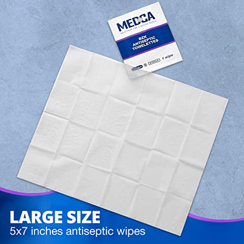 Hand Wipes – (Pack of 300) Benzalkonium Chloride Swabs Individual BZK Single-Use Packets by MEDca (300 Count)