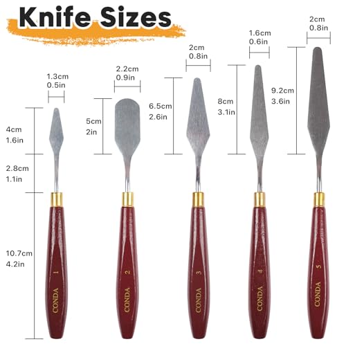 5 Pcs Palette Knife Painting with 3 Plastic Scrapers (5 Count)