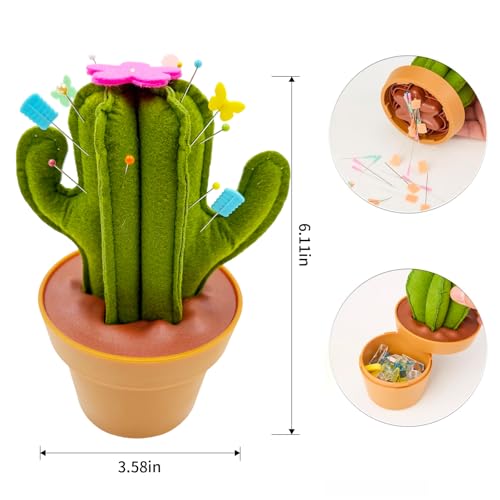 Saguaro Shaped Pin Cushion with Sewing Notions