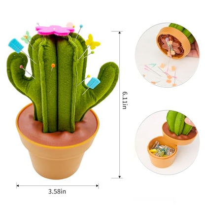 Saguaro Shaped Pin Cushion with Sewing Notions