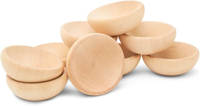 Woodpeckers MINI BOWL - 1-1/2", Pack of 10 Small Wooden Sorting and Decorating Stacking Bowls for Charcuterie