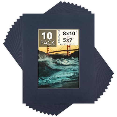 Mat Board Center 10 Pack 8x10 Photo Mats for 5x7 Picture