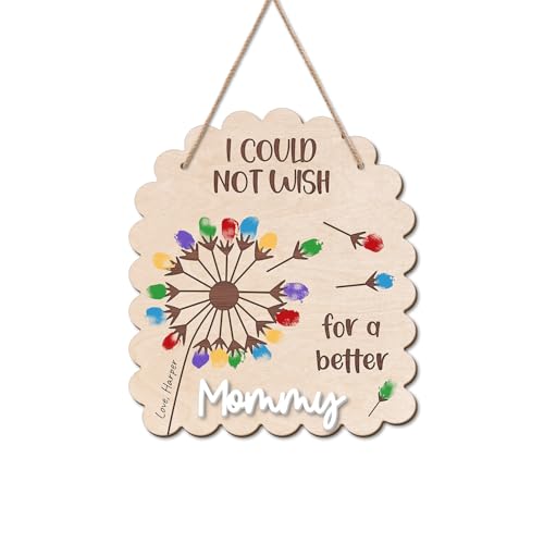 DIY Mothers Day Fingerprints Dandelion Craft Hanging Sign for New Mom Mama