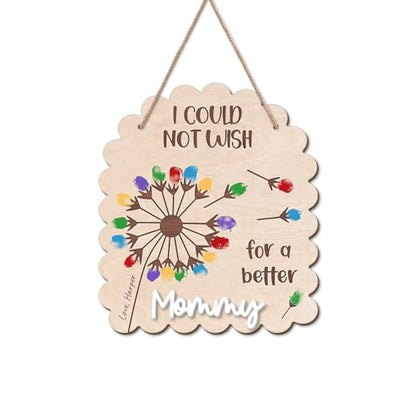DIY Mothers Day Fingerprints Dandelion Craft Hanging Sign for New Mom Mama