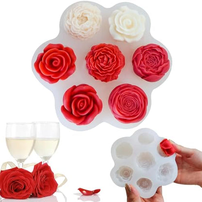 7 Cavity Flower Silicone Molds Valentine's Day Candle Mold Candle Fondant