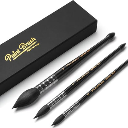 3PCS Squirrel Hair Watercolor Brushes (3 Count)