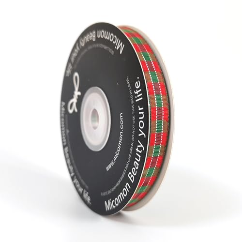 X'Mas Gingham Ribbon Green Red Metallic Gingham Ribbon 25 Yards Each Roll 100% Polyester