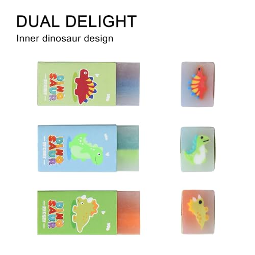 18Pcs Cute Dinosaur Erasers for Kids Bulk (18 Count)