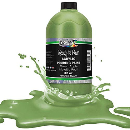 Pouring Masters Green Apple Metallic Pearl Ready to Pour Acrylic Pouring Paint (32 Fl Oz)