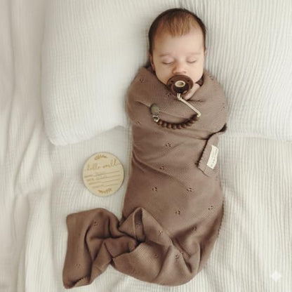 100% Luxury Organic Cotton Pointelle Knit Baby Blanket