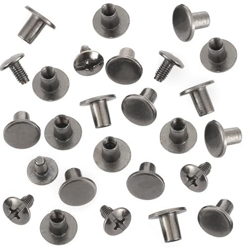 150 Sets 8MM Chicago Screws Leather Rivets for Fabric Chicago Binding Screws Buttons Metal Studs Rivets for Decorate and Repair Belts Bags Shoes Purse Dog Collar Leather Craft