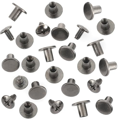 150 Sets 8MM Chicago Screws Leather Rivets for Fabric Chicago Binding Screws Buttons Metal Studs Rivets for Decorate and Repair Belts Bags Shoes Purse Dog Collar Leather Craft