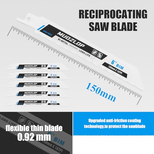 25Pack 6inch 18TPI Metal Reciprocating Saw Blades Set (25 Count)