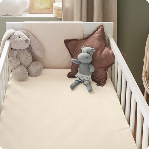 Organic Crib Sheets Fitted Crib Mattress Sheet 2 Pack 52x28 Inches 100% Muslin Cotton for Baby Girls & Boys (2 Count)