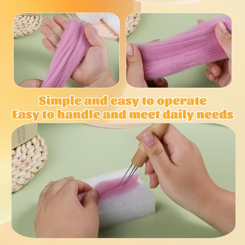 3.53oz Needle Felting Wool Roving for Needle Felting Dark Pink Felting Wool