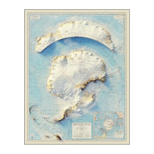Antarctica 1939 Shaded Relief Map