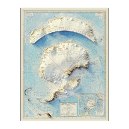 Antarctica 1939 Shaded Relief Map