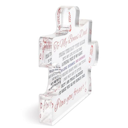 To My Bonus Dad Puzzle Piece Keepsake