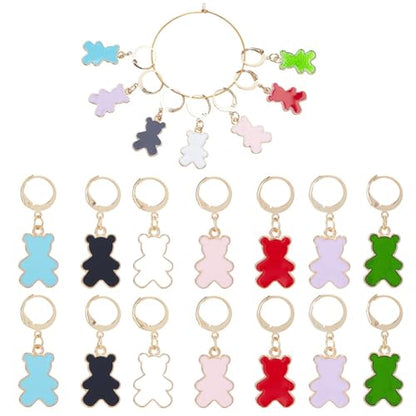 1 Box 14pcs Crochet Stitch Marker Stitch Markers Knitting Bear Stitch Marker Charms Animals Leverback Enmamel Cute Stitch Marker for Knitting Weaving Sewing Needleworks DIY Craft Supplies