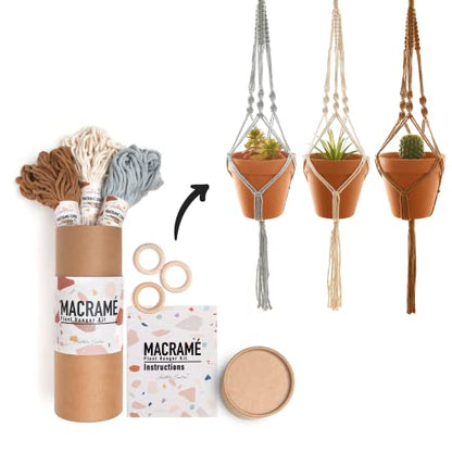 Macrame Kit Makes 3 DIY Plant Hangers for Teens & Adult Beginners