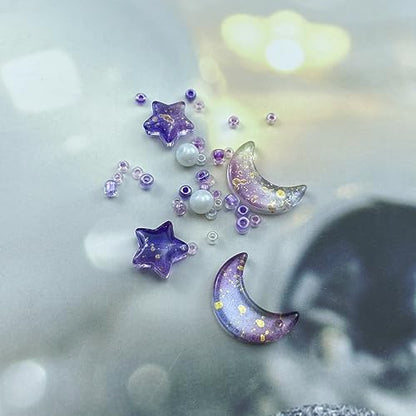 Assorted Glass Beads for Jewelry Making Multi Size Colors Glass Star Moon Seed Pearl Spacer Beads for Bracelets Necklace Earring Making (2.8219 Ounce)
