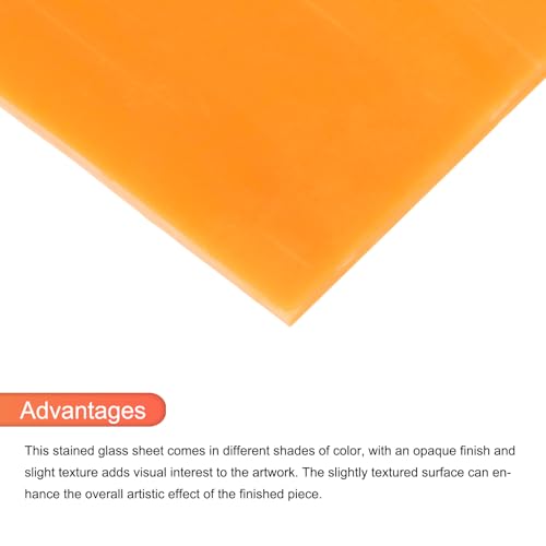 2 Pcs Stained Glass Sheet Mosaic Tile 7.9 Inch x 5.9 Inch Orange Red Stained Glass Sheets for Crafts DIY Art Project
