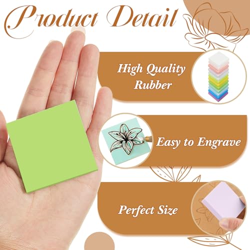 24 Pcs 2" x 2" Rubber Carving Block Printmaking Stamp (24 Count)
