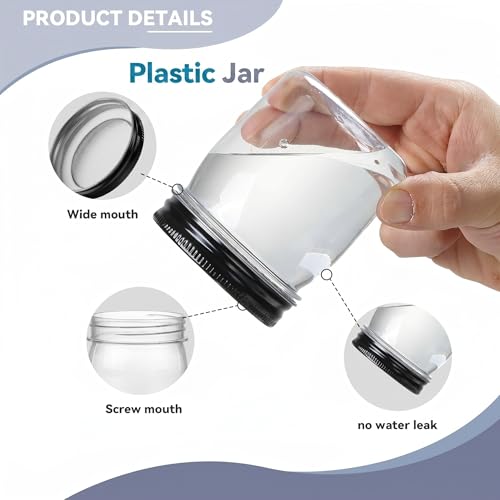 8 oz Plastic Mason Jars and Clear Plastic Jars with Lids 8 oz (48 Count)