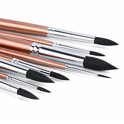 8pcs Round Watercolor Paint Brush Set Goat Hair for Watercolors