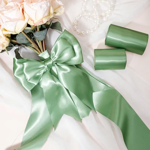 Sage Green Satin Ribbon 3 Inch x 10 Yards Double Faced
