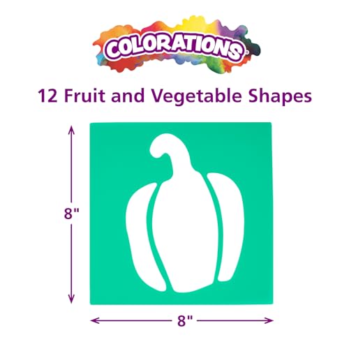 Fruit & Vegetable Shapes Stencils for Kids (12 Count)