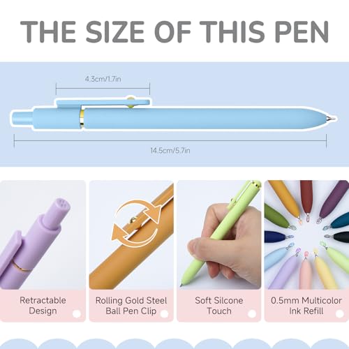 12 Pcs Color Pens for Journaling 0.5mm Fine Point Colored Gel Ink Pen (12 Count)
