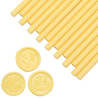 15Pcs Light Yellow Glue Gun Sealing Wax Sticks for Wax Seal Stamp (15 Count)